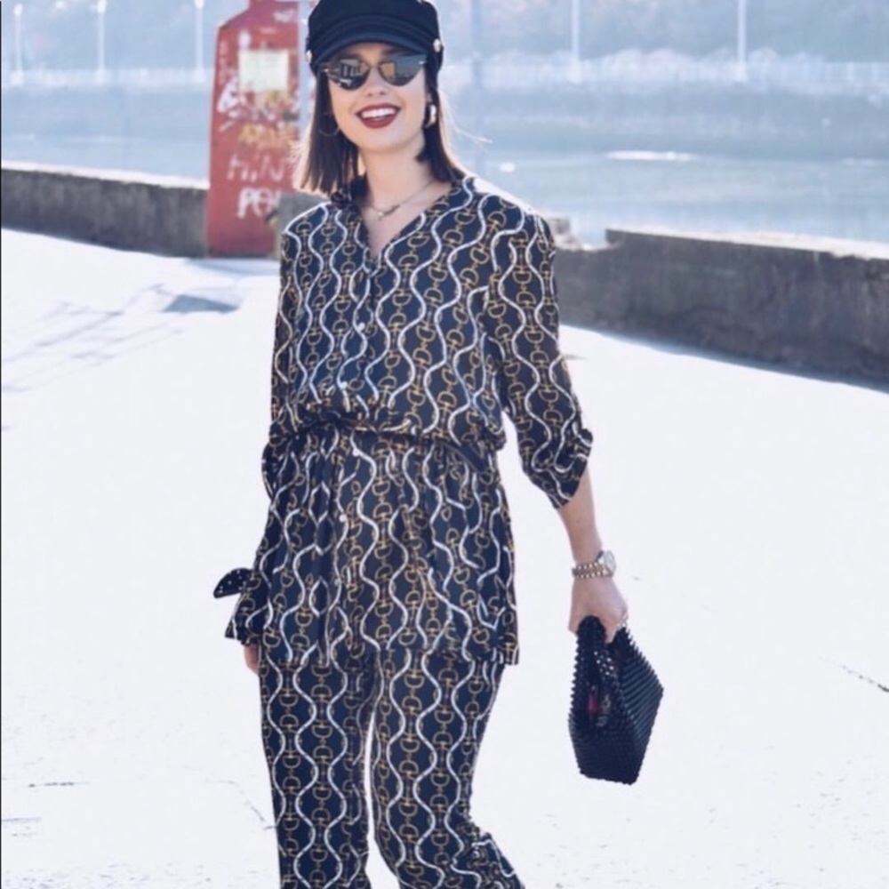 ZARA Flared Chain Print Dress Co-ord